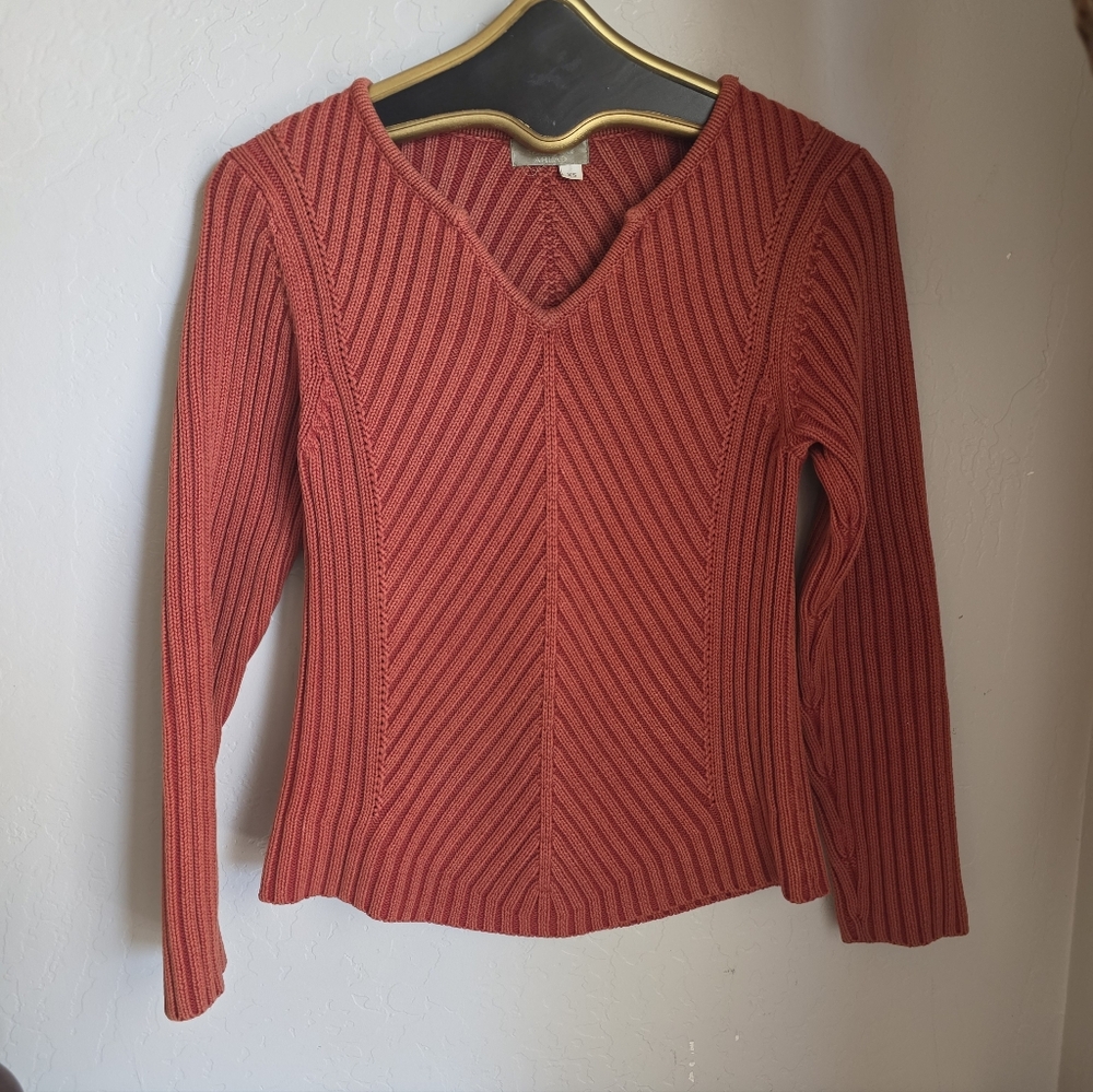 The Territory Ahead Women's V-Neck Red/Burnt‎ Orange Sweater Size XS